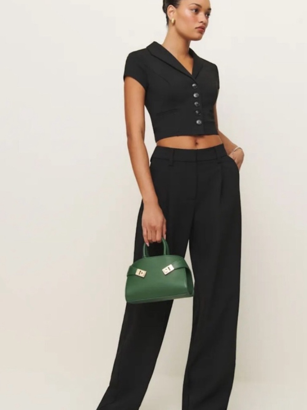 Reformation Marnie Knit Top Black Size: S